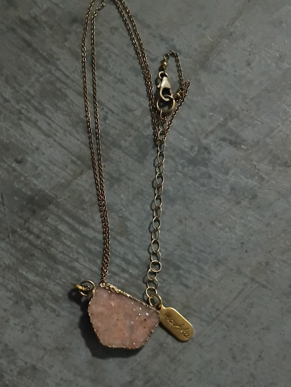 Mashka Pink Druzy Pendant Necklace